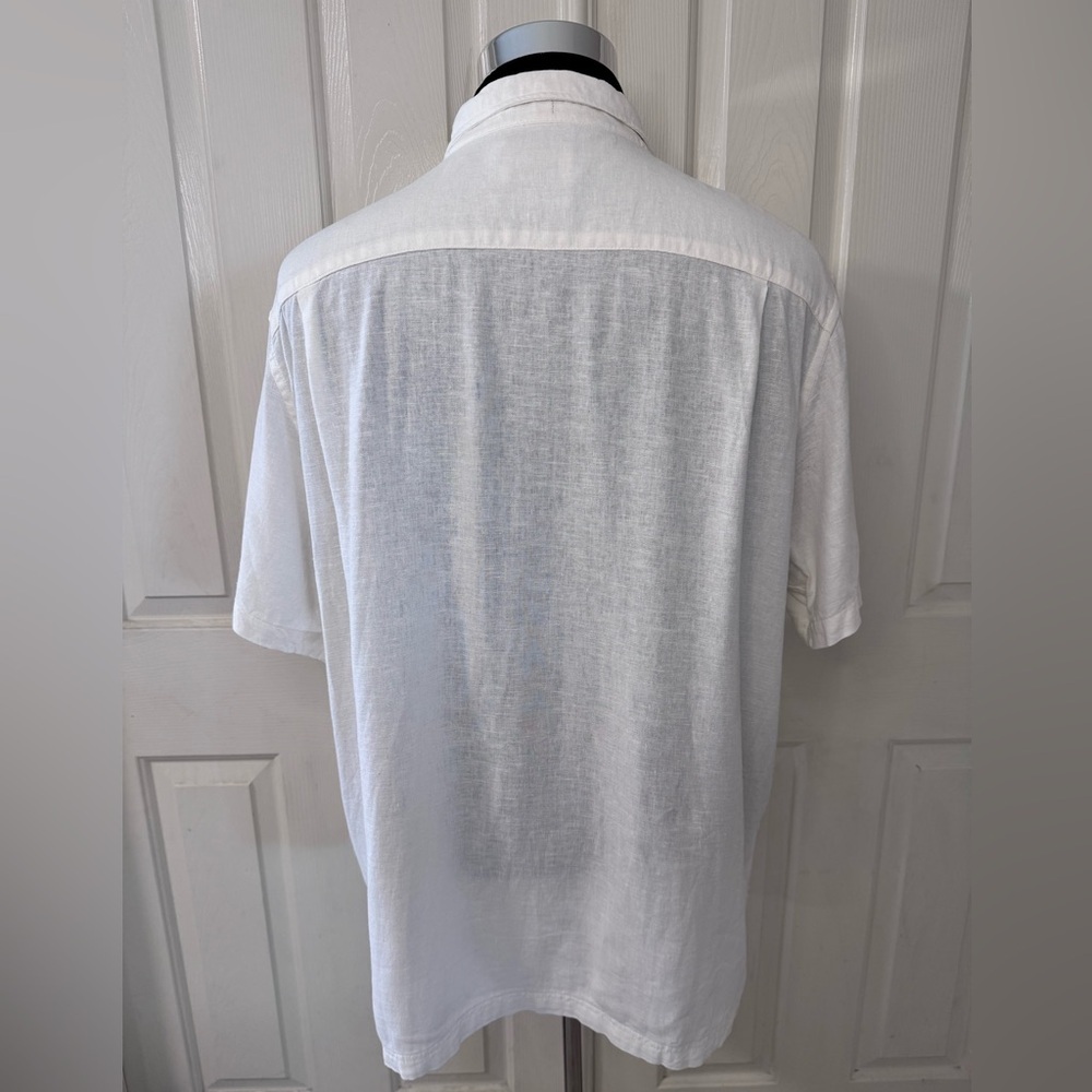 Scotch & Soda Shirt Linen Blend Sz XXL Short Sleeve Woven Off White Vacation - Picture 4 of 14